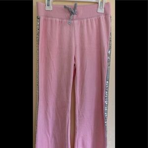 Pink Girls Junior Sweatpants w Glitter Side Striped Wide Leg •Canyon River Blue